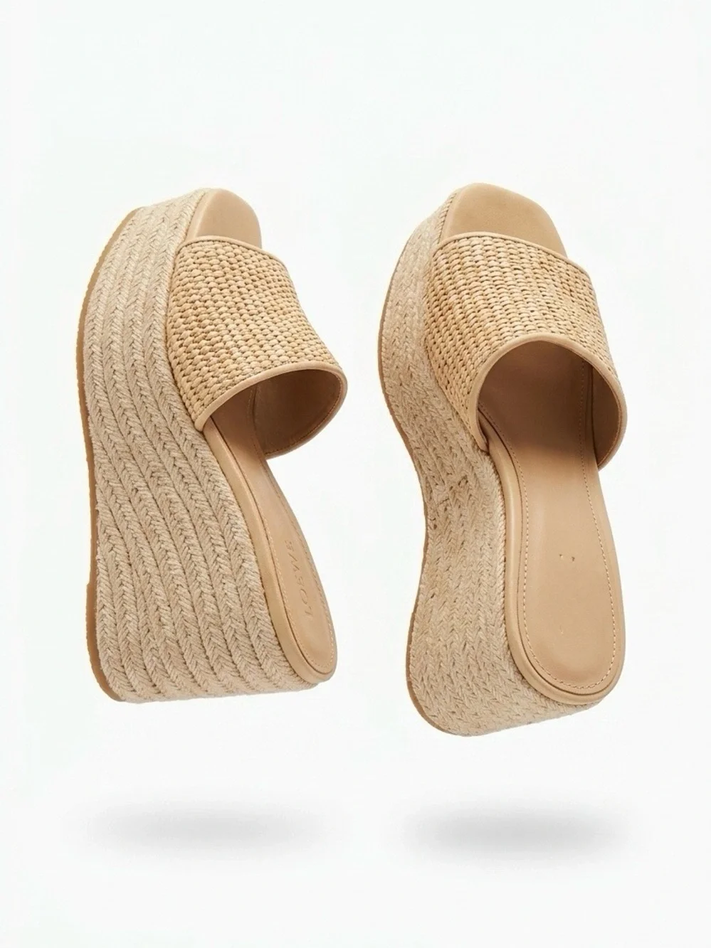 Veronica Beard Natural Woven Espadrille Wedge Mules